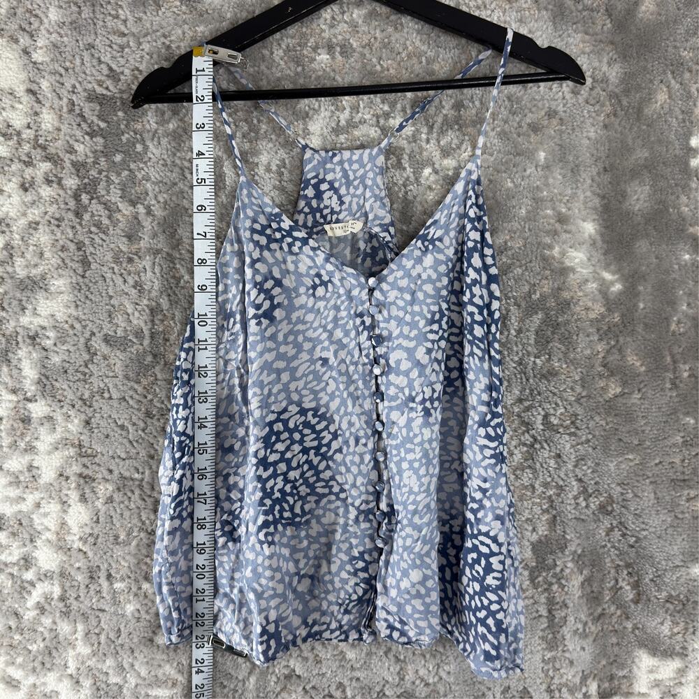 Lovestitch Size L Abstract Button Front Tank Top Blue Sleeveless V Neck - Picture 2 of 9